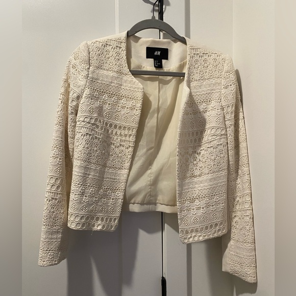 H&M Lace Blazer | White | Size 6 - Picture 1 of 3